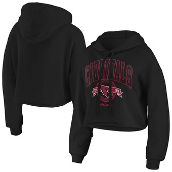 Women's WEAR by Erin Andrews Black Fleece Cropped Pullover Hoodie