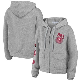 Women's Arizona Cardinals WEAR by Erin Andrews Heather Gray Full-Zip Hoodie