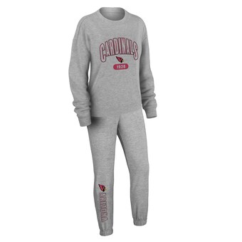 Women's Arizona Cardinals WEAR by Erin Andrews Heather Gray Knit Long Sleeve Tri-Blend T-Shirt & Pants Sleep Set