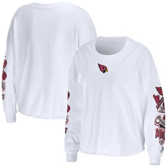 Women's Arizona Cardinals WEAR by Erin Andrews White Celebration Cropped Long Sleeve T-Shirt