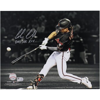 Corbin Carroll Arizona Diamondbacks Autographed Fanatics Authentic 2023 National League Rookie of the Year 11" x 14" Hitting Spotlight Photograph with "2023 NL ROY" Inscription