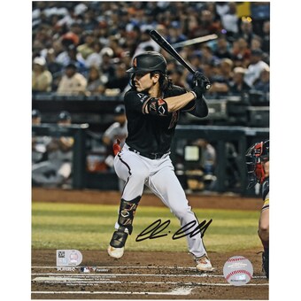 Corbin Carroll Arizona Diamondbacks Autographed Fanatics Authentic 2023 National League Rookie of the Year 8" x 10" Black Jersey Hitting Photograph