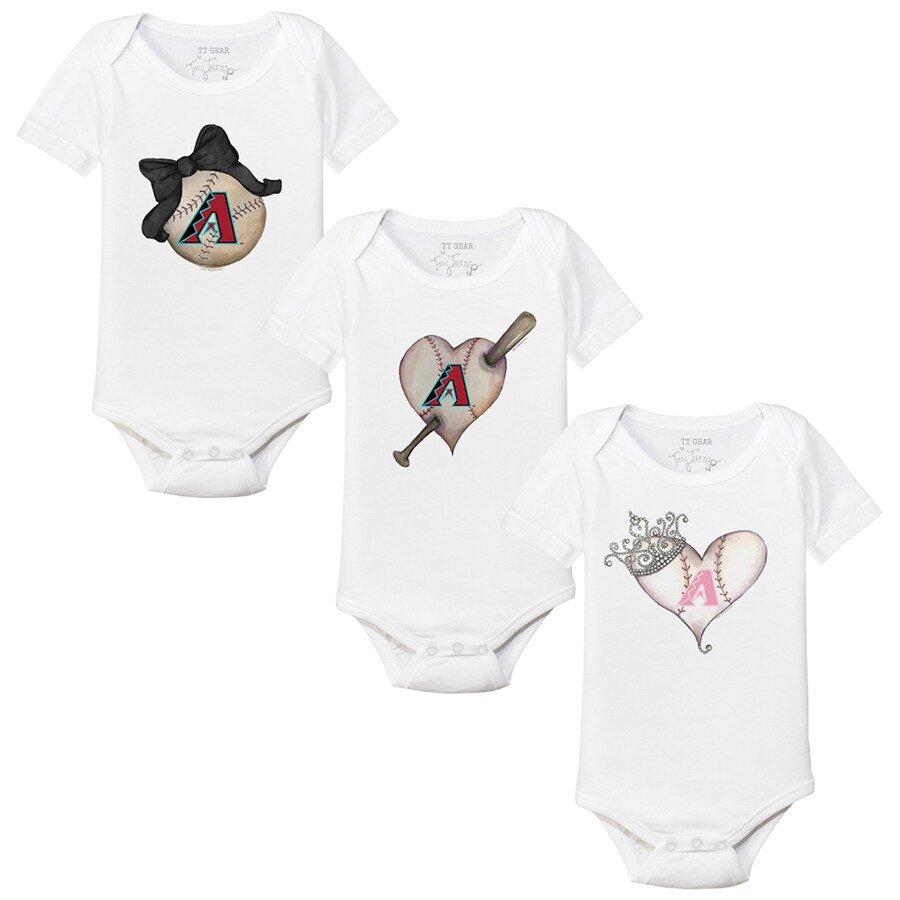 Girls Infant Arizona Diamondbacks Tiny Turnip White 3-Piece Bodysuit Set