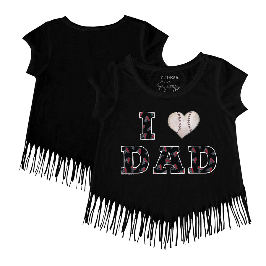 Girls Toddler Arizona Diamondbacks Tiny Turnip Black I Love Dad Fringe T-Shirt