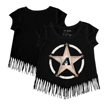 Girls Toddler Arizona Diamondbacks Tiny Turnip Black Military Star Fringe T-Shirt