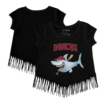 Girls Toddler Arizona Diamondbacks Tiny Turnip Black Shark Fringe T-Shirt