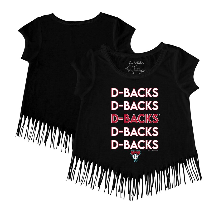 Girls Toddler Arizona Diamondbacks Tiny Turnip Black Stacked Fringe T-Shirt