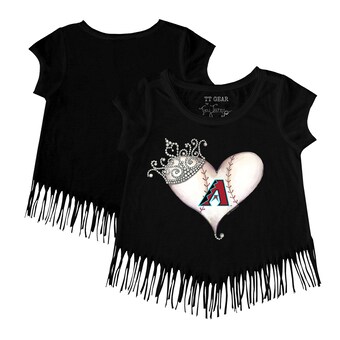 Girls Toddler Arizona Diamondbacks Tiny Turnip Black Tiara Heart Fringe T-Shirt