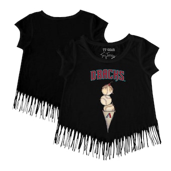 Girls Toddler Arizona Diamondbacks Tiny Turnip Black Triple Scoop Fringe T-Shirt