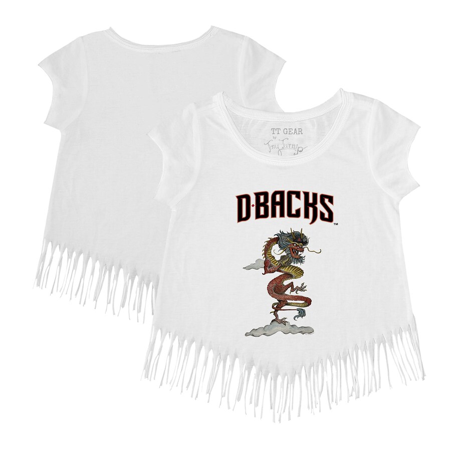 Girls Toddler Arizona Diamondbacks Tiny Turnip White 2024 Year of the Dragon Fringe T-Shirt