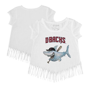 Girls Toddler Arizona Diamondbacks Tiny Turnip White Shark Fringe T-Shirt