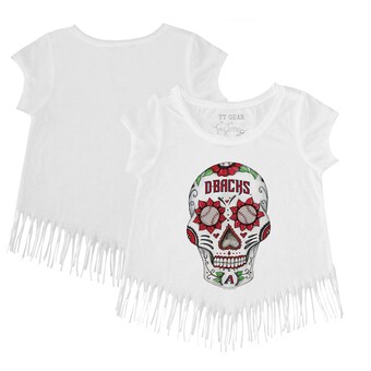 Girls Toddler Arizona Diamondbacks Tiny Turnip White Sugar Skull Fringe T-Shirt