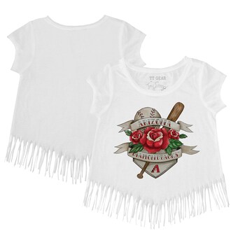 Girls Toddler Arizona Diamondbacks Tiny Turnip White Tattoo Rose Fringe T-Shirt