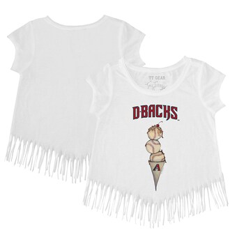 Girls Toddler Arizona Diamondbacks Tiny Turnip White Triple Scoop Fringe T-Shirt