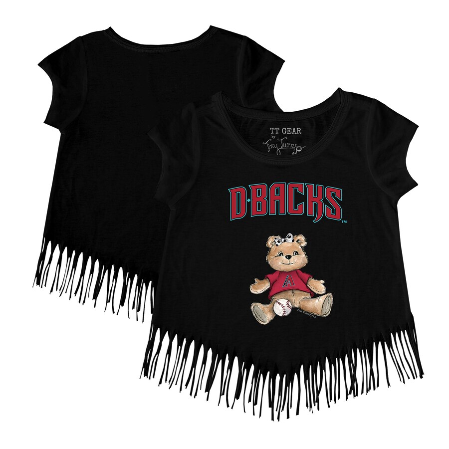 Girls Youth Arizona Diamondbacks Tiny Turnip Black Girl Teddy Fringe T-Shirt