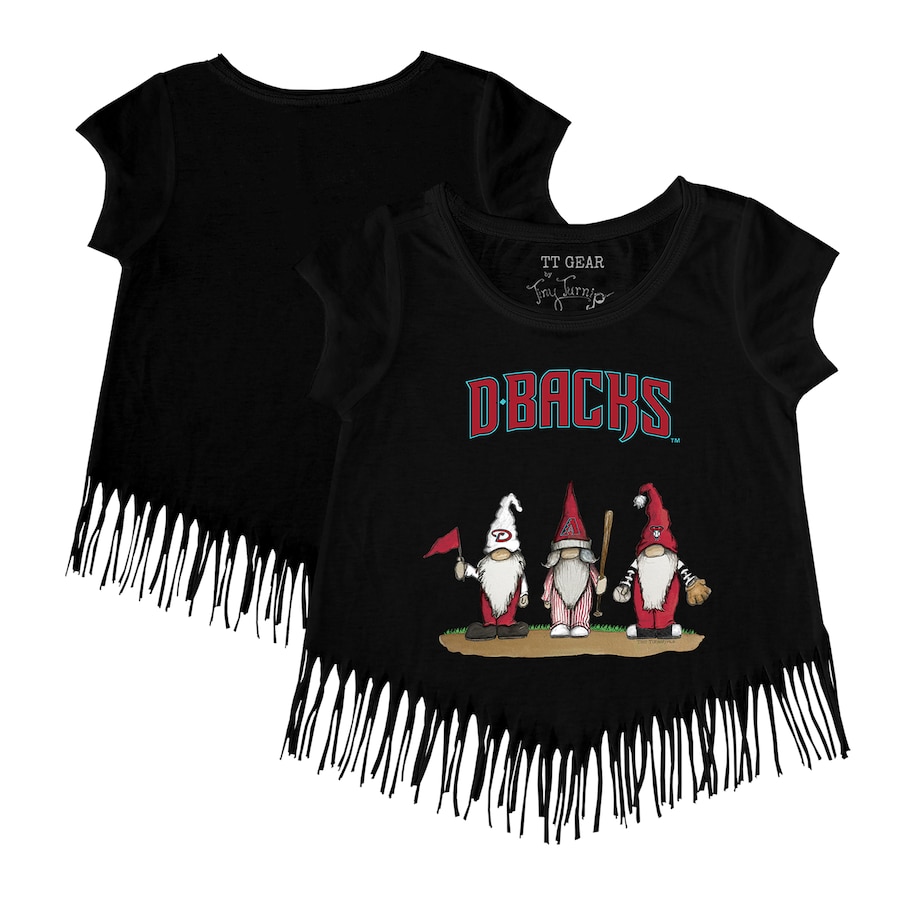 Girls Youth Arizona Diamondbacks Tiny Turnip Black Gnomes Fringe T-Shirt