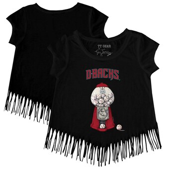 Girls Youth Arizona Diamondbacks Tiny Turnip Black Gumball Fringe T-Shirt