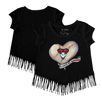 Girls Youth Arizona Diamondbacks Tiny Turnip Black Heart Banner Fringe T-Shirt