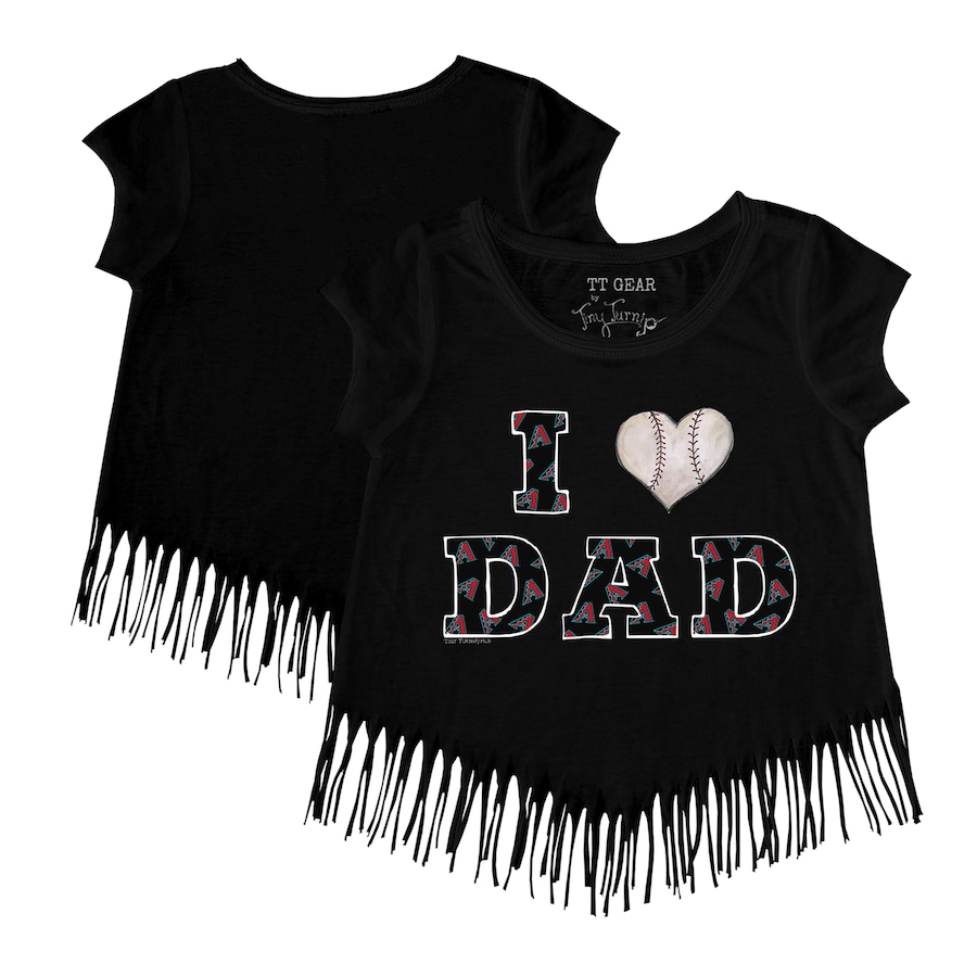 Girls Youth Arizona Diamondbacks Tiny Turnip Black I Love Dad Fringe T-Shirt