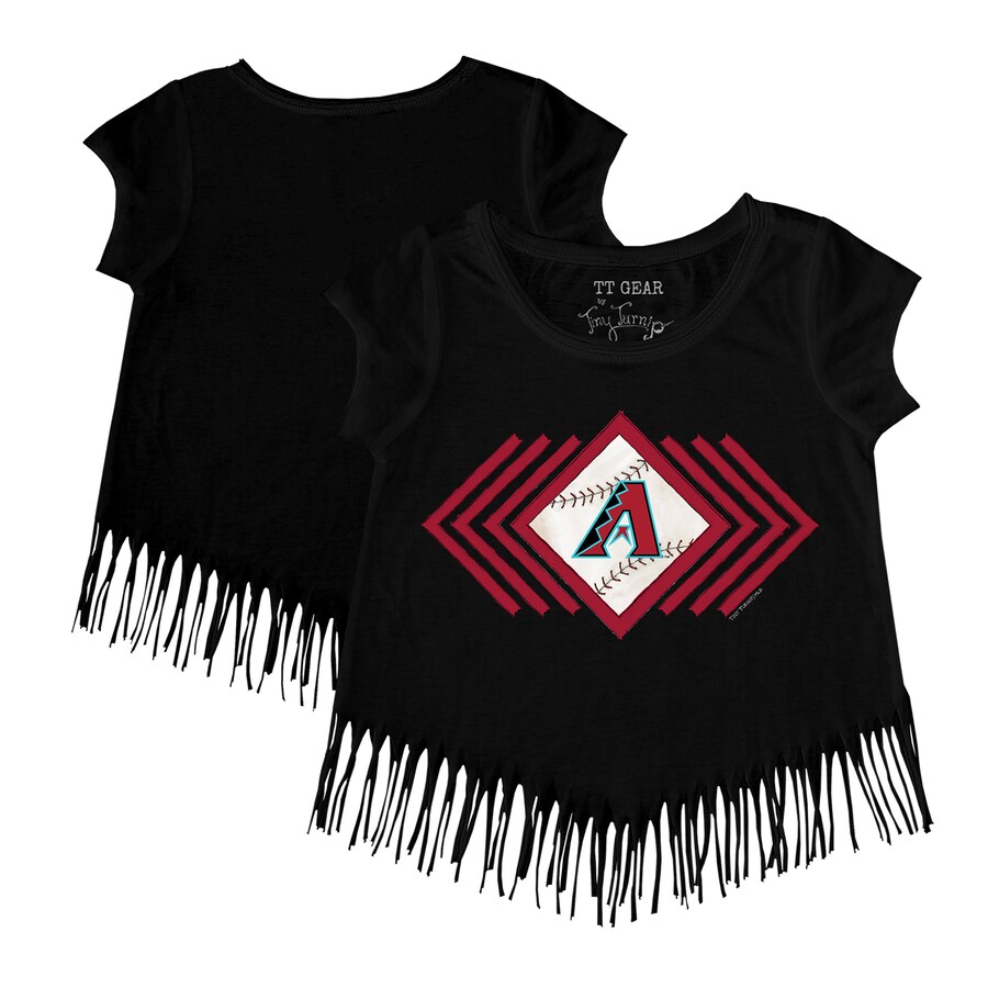 Girls Youth Arizona Diamondbacks Tiny Turnip Black Prism Arrows Fringe T-Shirt