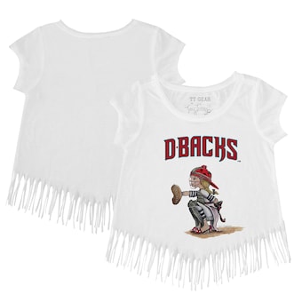 Girls Youth Arizona Diamondbacks Tiny Turnip White Kate the Catcher Fringe T-Shirt