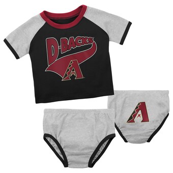 Infant Arizona Diamondbacks Black/Heather Gray Little Slugger Two-Pack Bodysuit Set