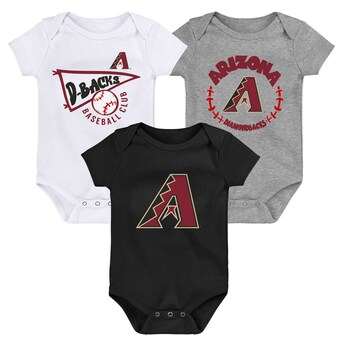 Infant Arizona Diamondbacks Black/White/Heather Gray Biggest Little Fan 3-Pack Bodysuit Set