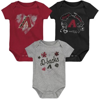 Infant Arizona Diamondbacks Red/Black/Gray Batter Up 3-Pack Bodysuit Set