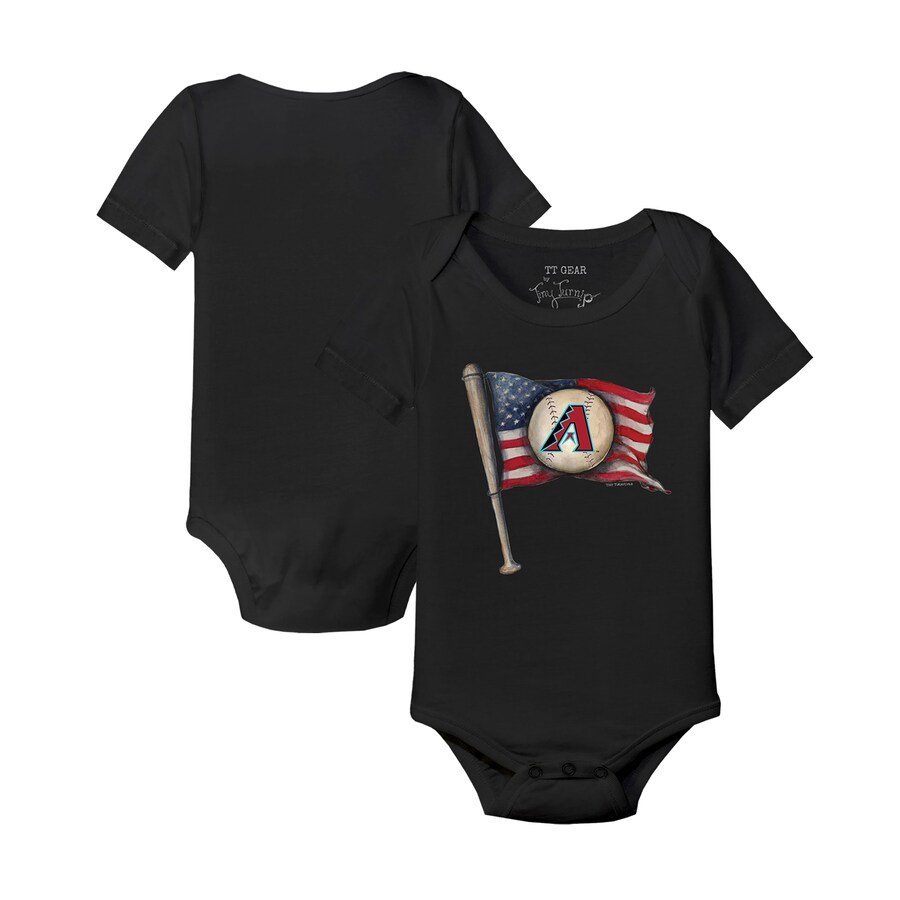 Infant Arizona Diamondbacks Tiny Turnip Black Baseball Flag Bodysuit