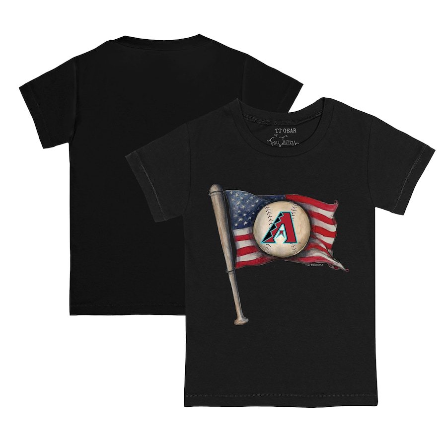 Infant Arizona Diamondbacks Tiny Turnip Black Baseball Flag T-Shirt