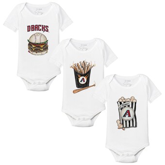 Infant Arizona Diamondbacks Tiny Turnip White 3-Piece Snacks Bodysuit Set