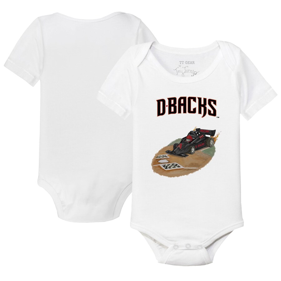 Infant Arizona Diamondbacks Tiny Turnip White Race Car Bodysuit