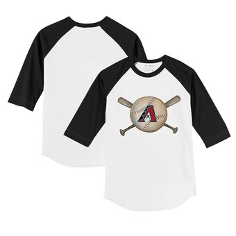 Infant Arizona Diamondbacks Tiny Turnip White/Black Baseball Cross Bats Raglan 3/4 Sleeve T-Shirt