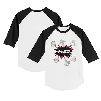 Infant Arizona Diamondbacks Tiny Turnip White/Black Baseball Pow Raglan 3/4 Sleeve T-Shirt