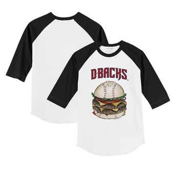 Infant Arizona Diamondbacks Tiny Turnip White/Black Burger Raglan 3/4 Sleeve T-Shirt