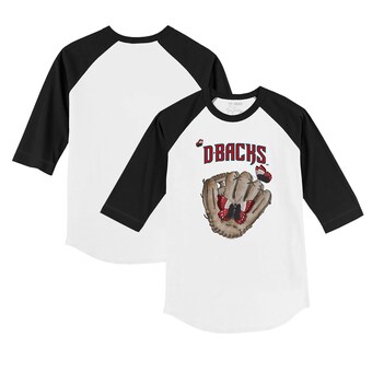 Infant Arizona Diamondbacks Tiny Turnip White/Black Butterfly Glove 3/4-Sleeve Raglan T-Shirt