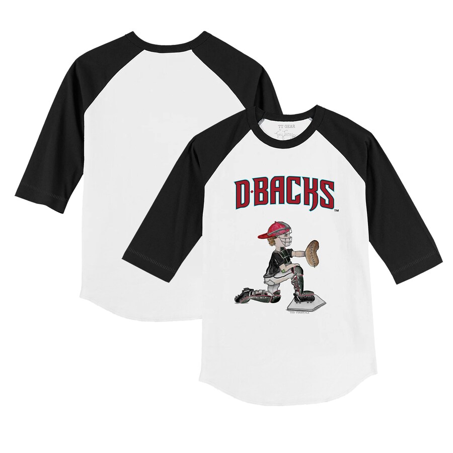 Infant Arizona Diamondbacks Tiny Turnip White/Black Caleb Raglan 3/4 Sleeve T-Shirt