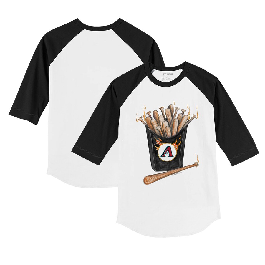 Infant Arizona Diamondbacks Tiny Turnip White/Black Hot Bats Raglan 3/4 Sleeve T-Shirt