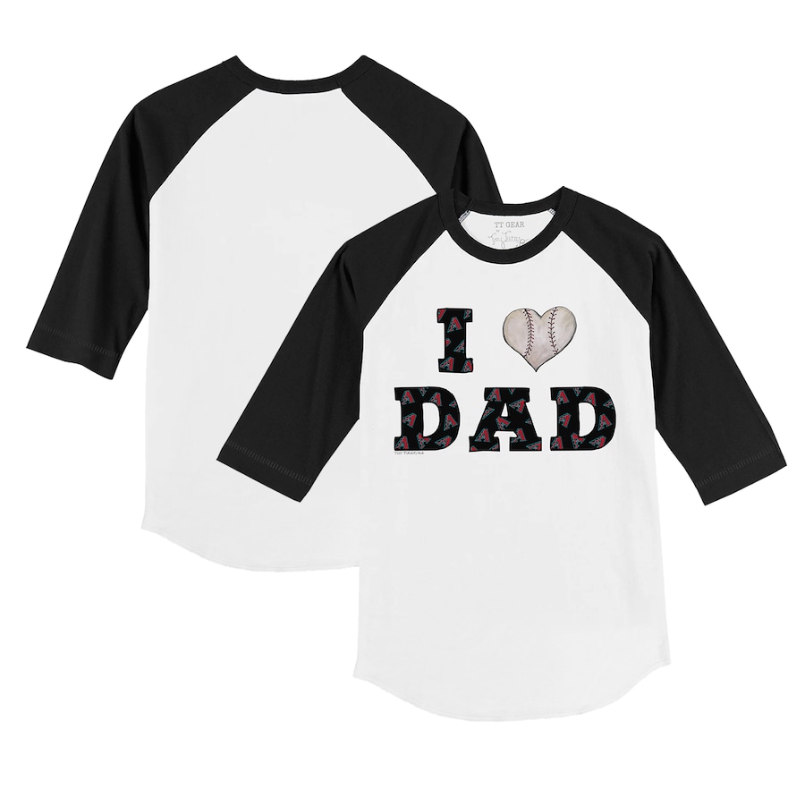 Infant Arizona Diamondbacks Tiny Turnip White/Black I Love Dad 3/4-Sleeve Raglan T-Shirt