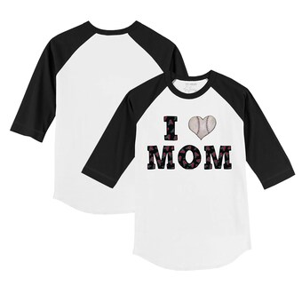 Infant Arizona Diamondbacks Tiny Turnip White/Black I Love Mom Raglan 3/4 Sleeve T-Shirt