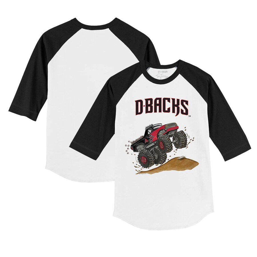 Infant Arizona Diamondbacks Tiny Turnip White/Black Monster Truck 3/4-Sleeve Raglan T-Shirt