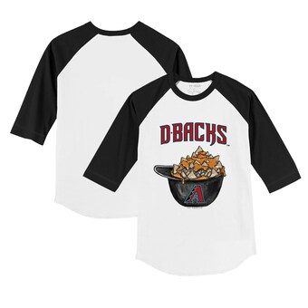 Infant Arizona Diamondbacks Tiny Turnip White/Black Nacho Helmet Raglan 3/4 Sleeve T-Shirt