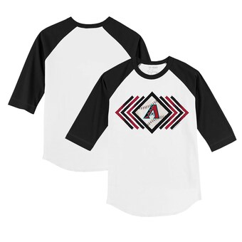 Infant Arizona Diamondbacks Tiny Turnip White/Black Prism Arrows Raglan 3/4 Sleeve T-Shirt