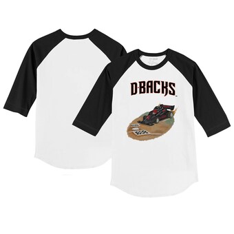 Infant Arizona Diamondbacks Tiny Turnip White/Black Race Car 3/4-Sleeve Raglan T-Shirt