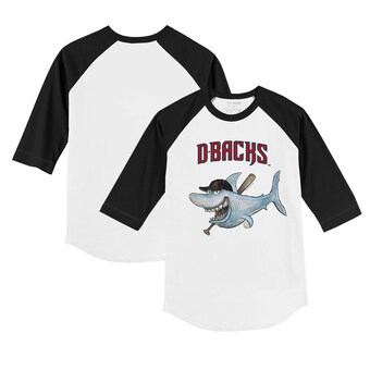 Infant Arizona Diamondbacks Tiny Turnip White/Black Shark Raglan 3/4 Sleeve T-Shirt