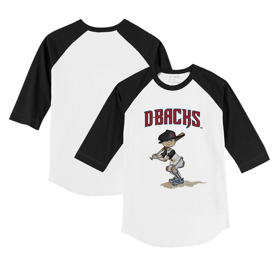 Infant Arizona Diamondbacks Tiny Turnip White/Black Slugger Raglan 3/4 Sleeve T-Shirt