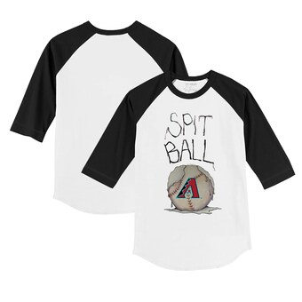 Infant Arizona Diamondbacks Tiny Turnip White/Black Spit Ball Raglan 3/4 Sleeve T-Shirt