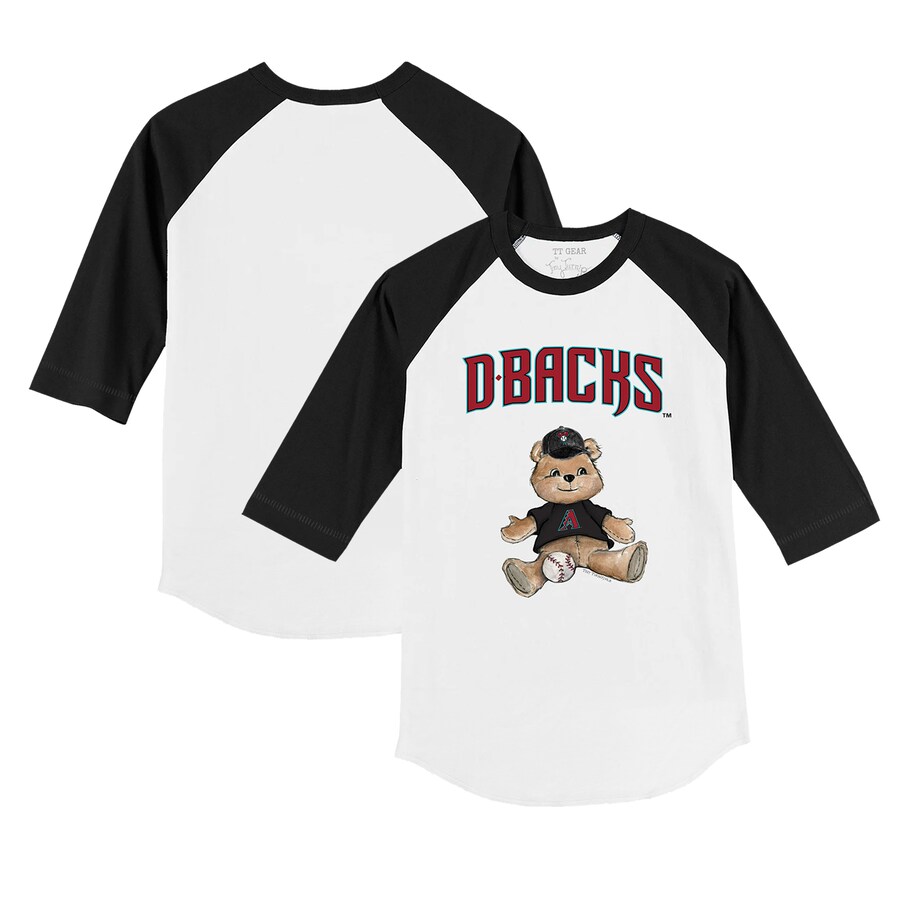 Infant Arizona Diamondbacks Tiny Turnip White/Black Teddy Boy Raglan 3/4 Sleeve T-Shirt