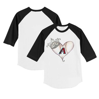 Infant Arizona Diamondbacks Tiny Turnip White/Black Tiara Heart Raglan 3/4 Sleeve T-Shirt