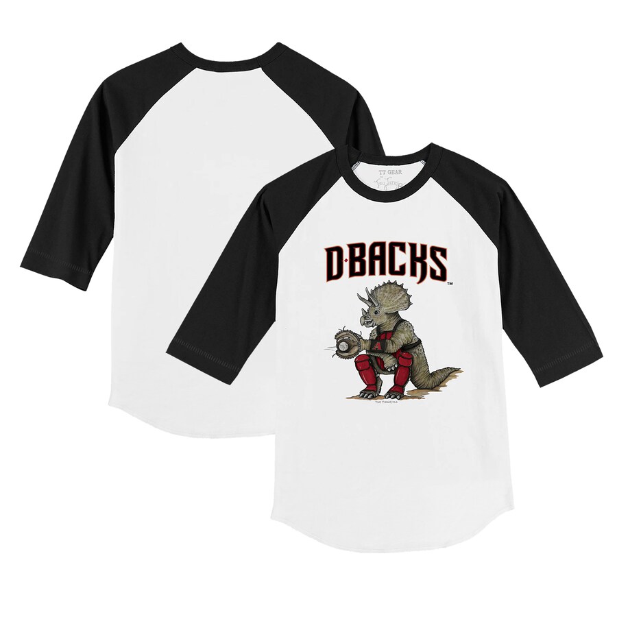 Infant Arizona Diamondbacks Tiny Turnip White/Black Triceratops 3/4-Sleeve Raglan T-Shirt